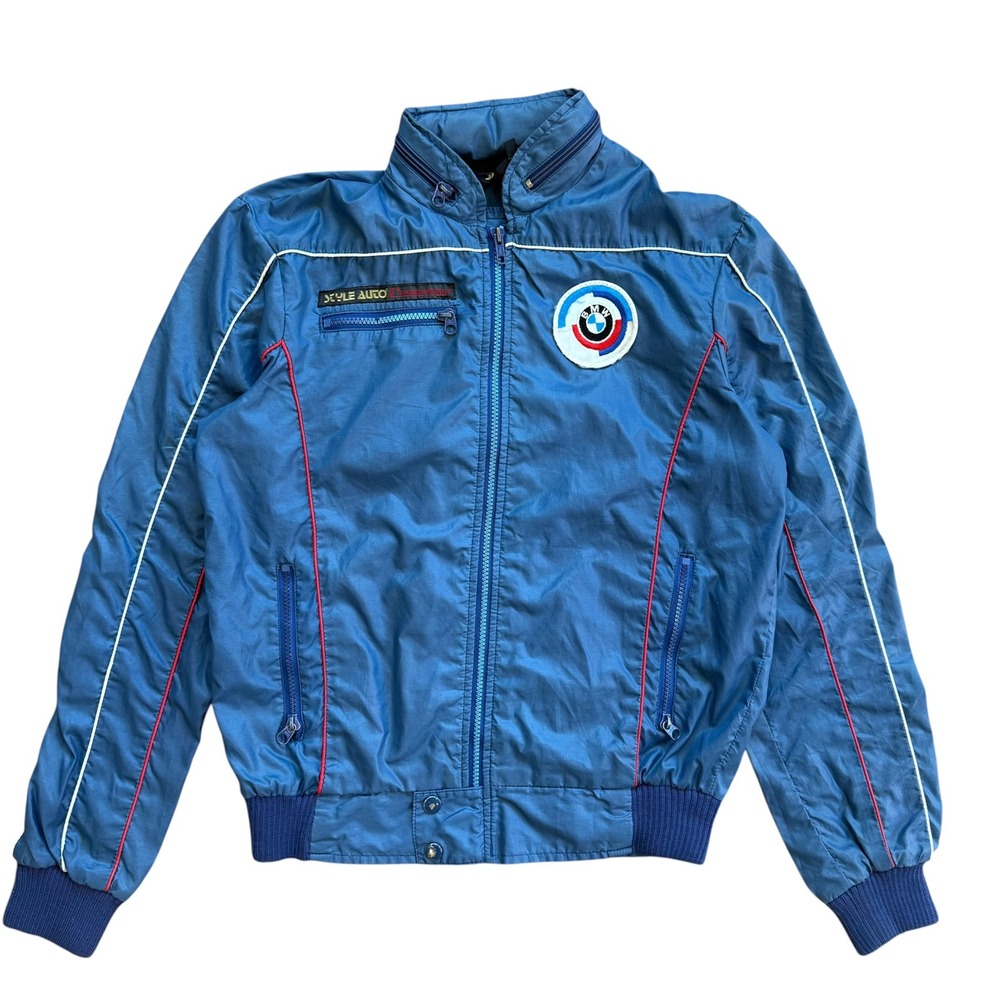 Vintage BMW Racing Jacket Blue Nylon Windbreaker Mens Small
